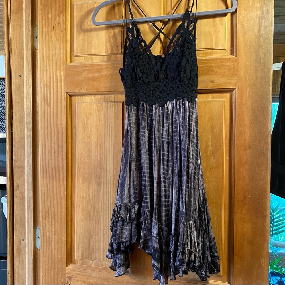 Lace top Free People dress w tie dye bottom